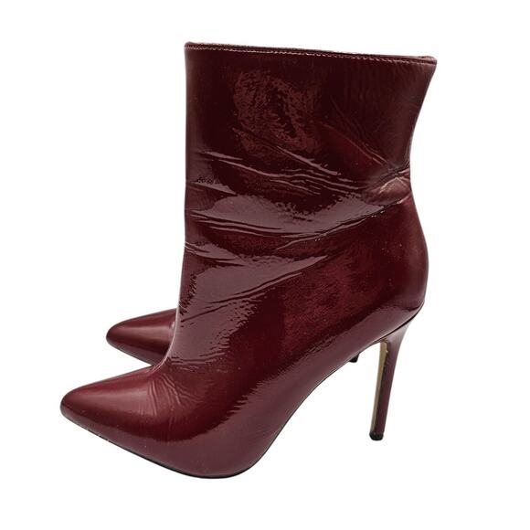 Vintage Y2K Forever 21 Womens Sz 6 Pointed Toe Patent Shiny Red High Heel Boots - Picture 1 of 8